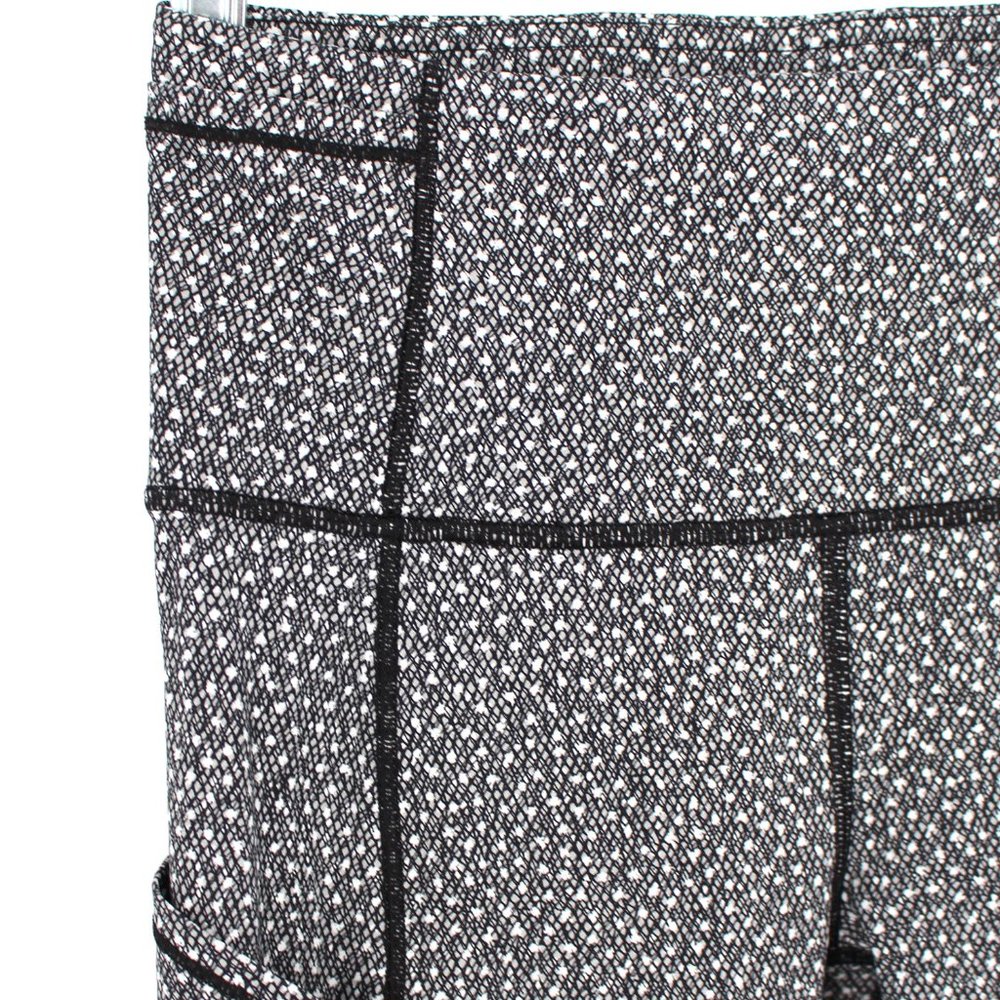 Lululemon Black White Speckled Pattern Cropped Legging Side Pockets size 4 Small - Picture 2 of 6